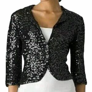 IISLI Black Tiffany Fuller Sequin Fitted Blazer Size 2